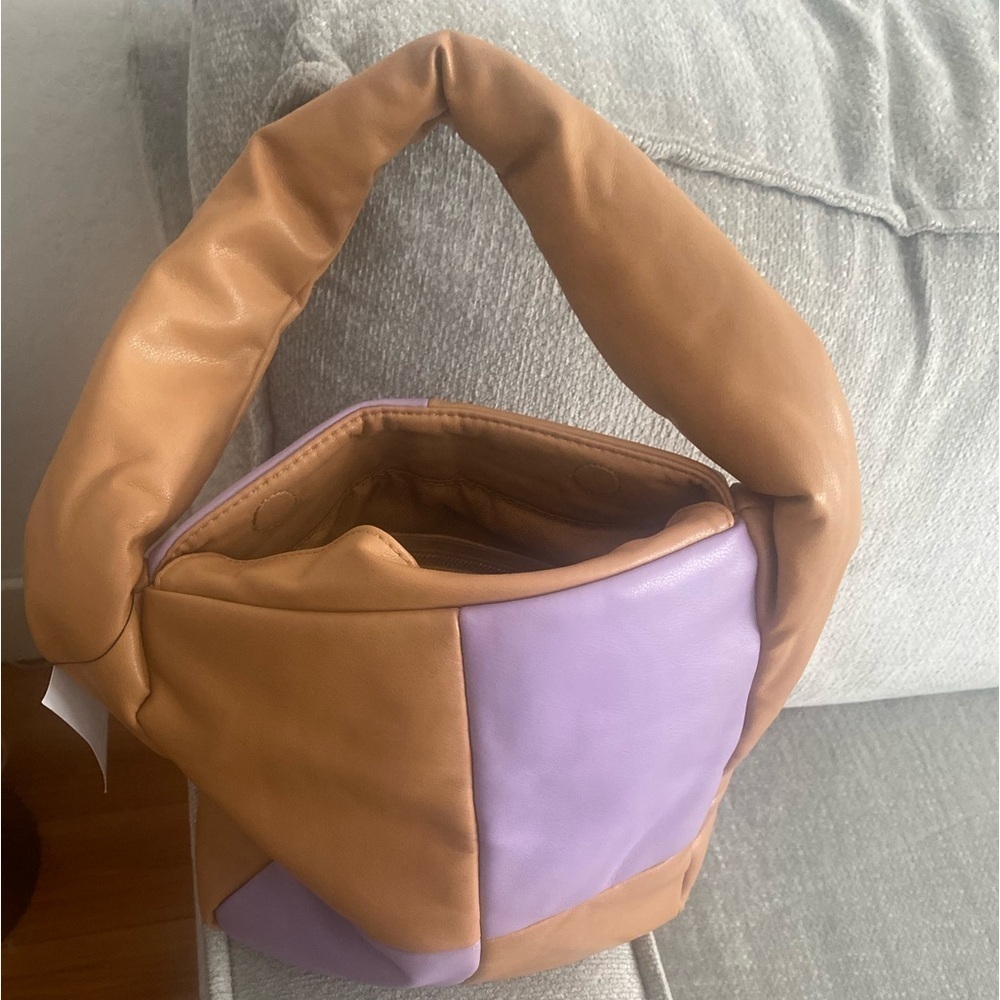 Mango Brown Purple Square Colorblock Bag Y2K Boho Hippie Shoulder Bag - Picture 4 of 8